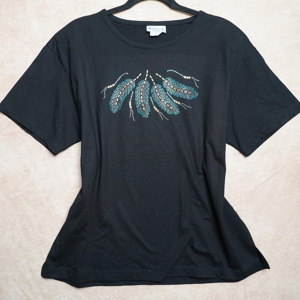 Anderson Arizona Feather Rhinestone Tee XL Y2K